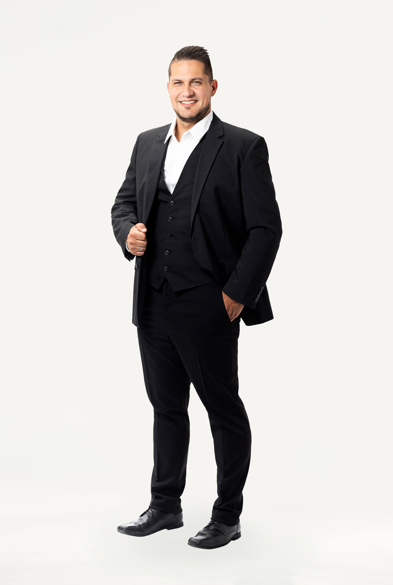 Anzug Herren Slim Fit schwarz