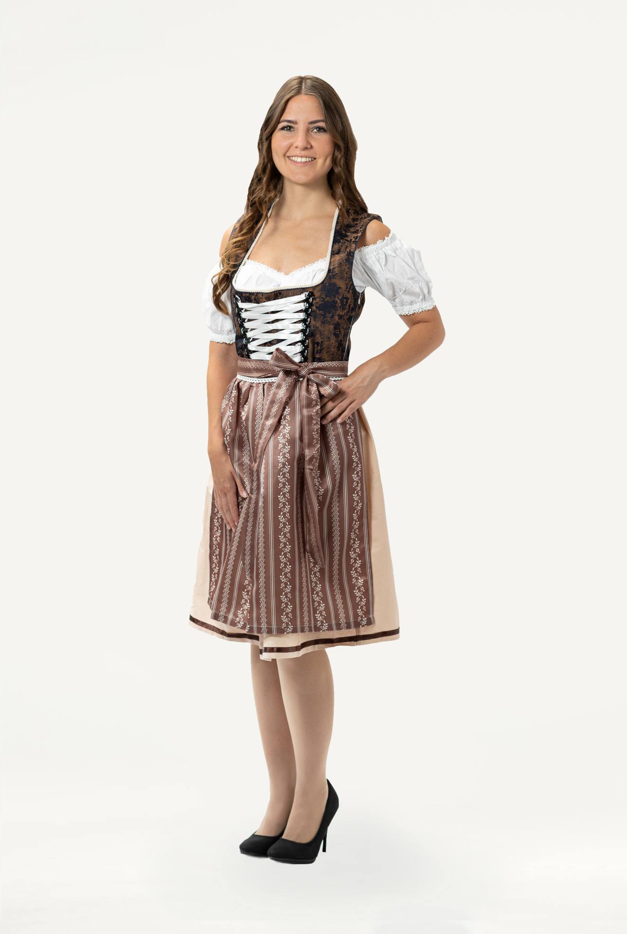Dirndl Elegante Herbstfarben mit Satin Schürze